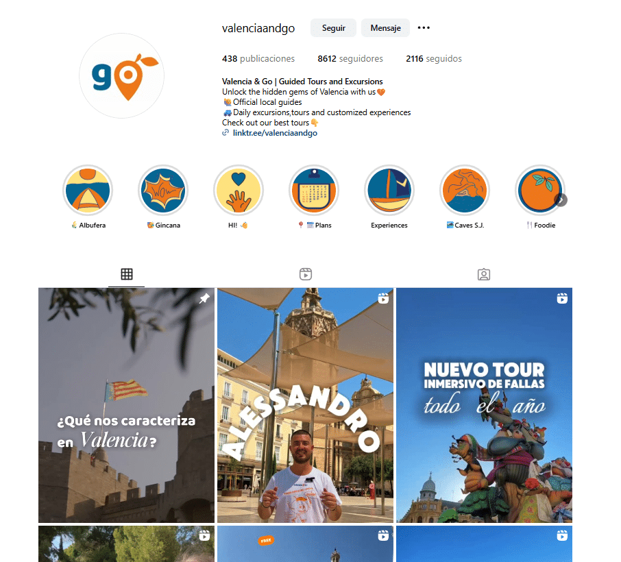 perfil de redes sociales de valenciaandgo con planes, curiosidades y todo sobre valencia