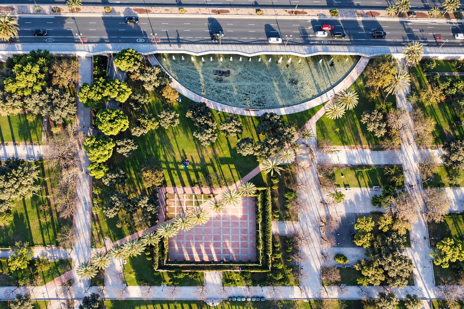 Vista de pájaro de los Jardines del Turia, en Valencia