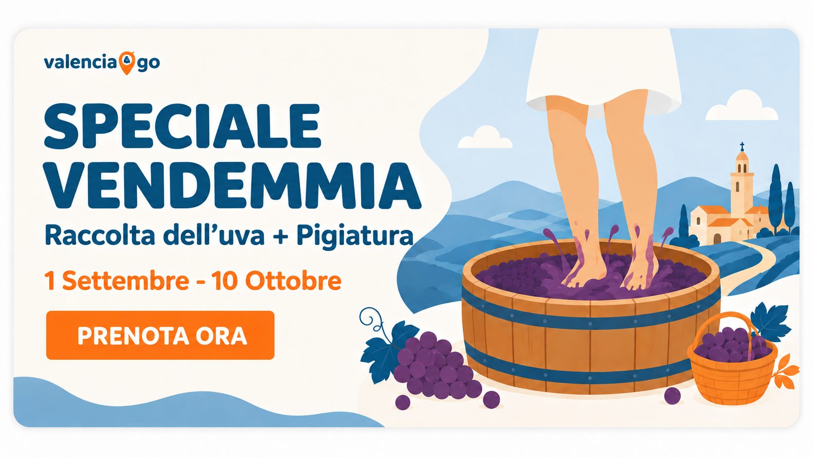 Speciale Vendemmia: escursione a Requena con raccolta dell'uva e pigiatura, dal 1° settembre al 10 ottobre