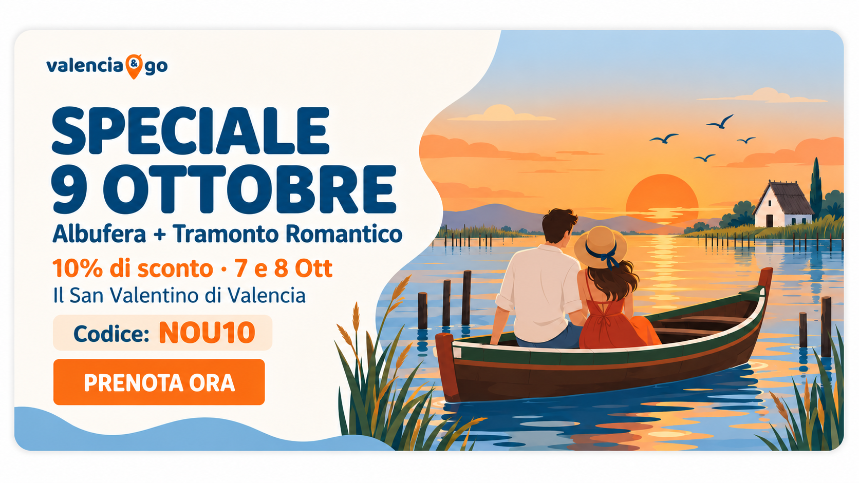 Banner con un'offerta speciale per il 9 ottobre, Giornata della Comunità Valenciana.